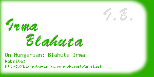irma blahuta business card